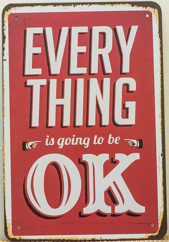 【鐵板畫倉庫】創意特殊標語EVERY THING OK廣告招牌復古風壁畫海報咖啡廳餐廳酒吧裝飾鐵板畫鐵皮畫鐵版畫E056