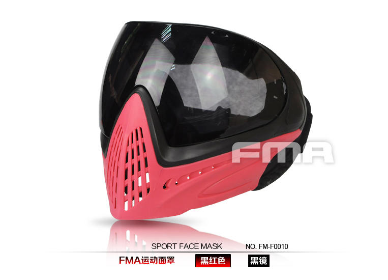 【突擊兵】F1 彩色户外面罩 防霧護目鏡 全罩式面罩(黑紅)