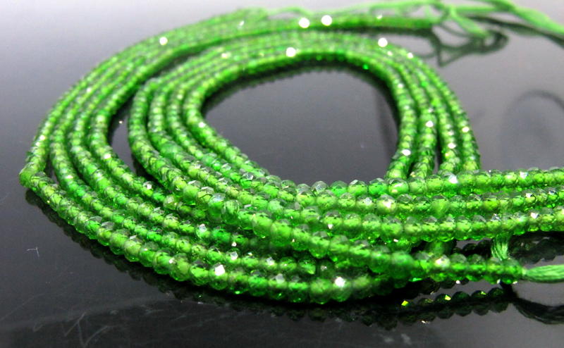 【天然寶石DIY串珠材料-超值組】超美閃亮3A級綠色鉻透輝石算盤小刻面寶石珠串限量款