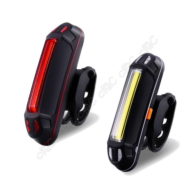 「超高CP值」防水自行車尾燈：COB LED紅白警示燈 爆亮廣角後車燈 USB充電單車後燈 防水腳踏車燈