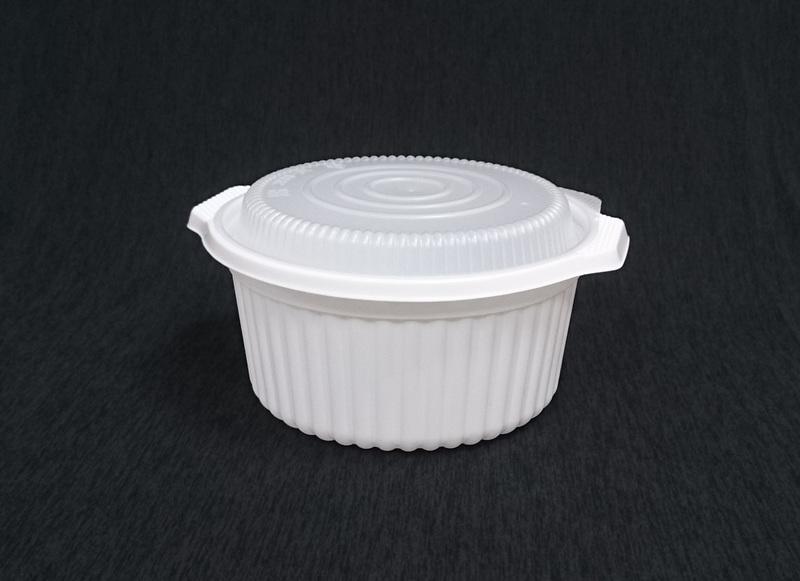 1組【KC006B圓形外帶盒+白霧蓋】1800cc湯盅 湯碗 白色碗 外帶碗 塑膠碗 白碗 PP碗 白色盒 年菜盒 聚