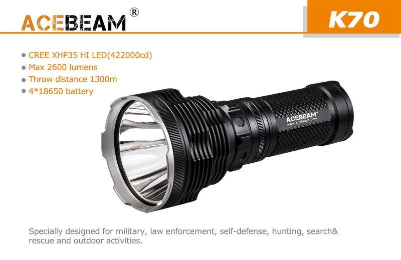 [GOES]ACEBEAM K70 搜索手電筒 XHP35 HI 2600流明 遠射1300米~黑色
