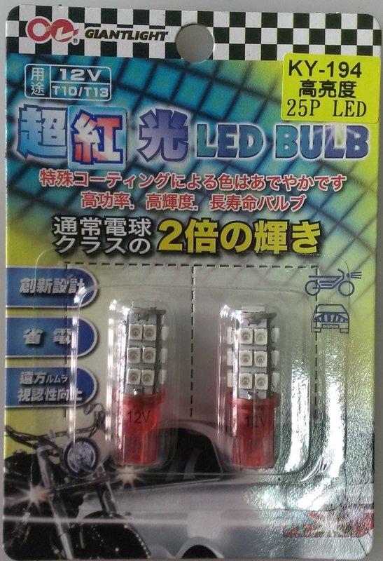 高功率(25P)LED晶片型廣角超亮燈炮 (超紅光) (2只裝)(KY-194)