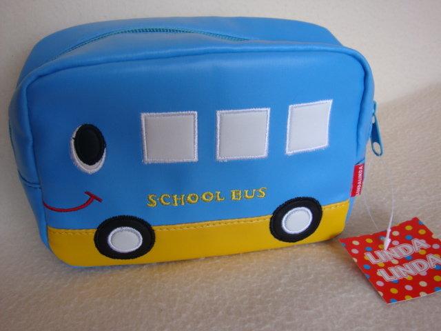 『wow日本部屋』SCHOOL BUS 可愛藍色校車 有底筆袋