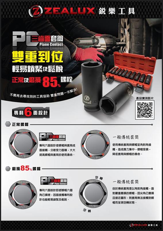 【工具人】ZEALUX 銳樂 三齒面氣動 長套筒組  十件組  (8-24mm) 限時 特價 試賣 免運
