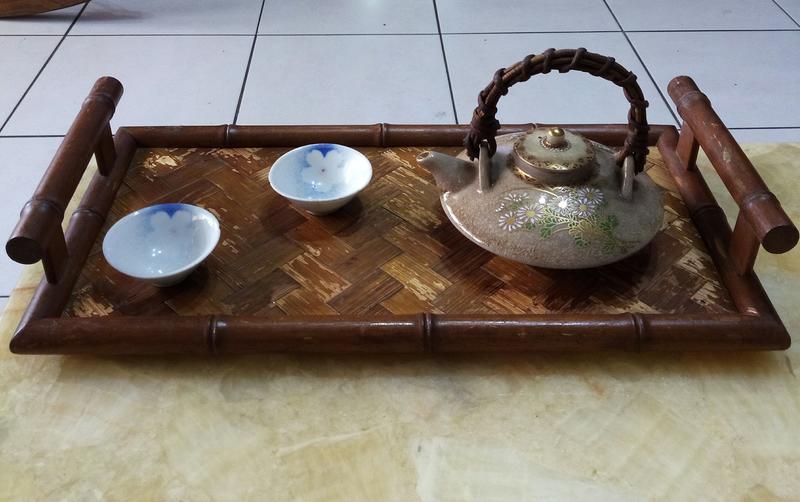 老台灣原味早期花台茶盤兩用托盤加裝紅檜面板