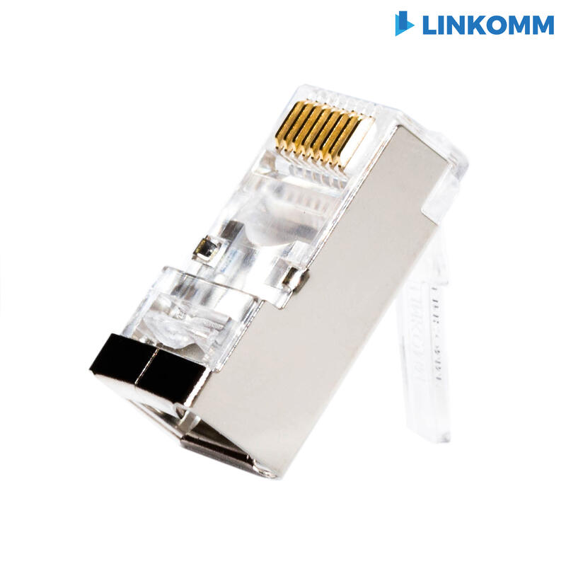 【LINKOMM】 一般CAT6A遮蔽式 RJ45 水晶頭, 水晶頭, 三叉, 50µ鍍金, 網路線
