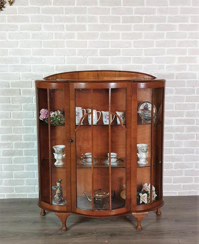 【卡卡頌 歐洲古董】英國老件 桃花心木 玻璃展示櫃 珠寶櫃  展示櫃  邊櫃  歐洲古董 ca0290