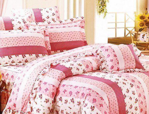 ==YvH==MIT 100%精梳純棉 9719粉色小玫瑰 雙人床包涼被四件組 *雙面印花* 台灣製造印染