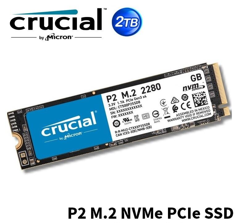 現貨】全新 MICRON 美光 P2 2TB M.2 固態硬碟 SSD 硬碟 PCIE 2280 QLC【公司貨五年保