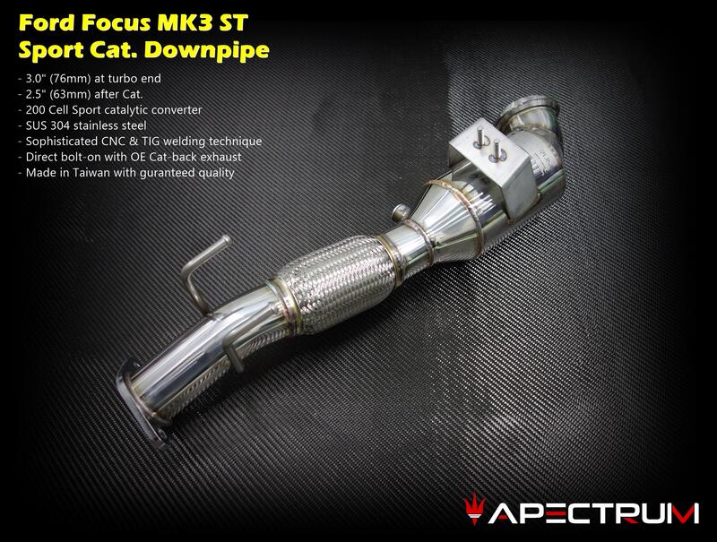 FORD FOCUS MK3, MK3.5 ST 250匹專用200鉬金屬觸媒Downpipe當派排氣管(台灣製造)