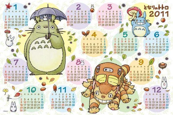 日本進口拼圖 龍貓 totoro 2011年年曆1000片絕版拼圖，1000-C111