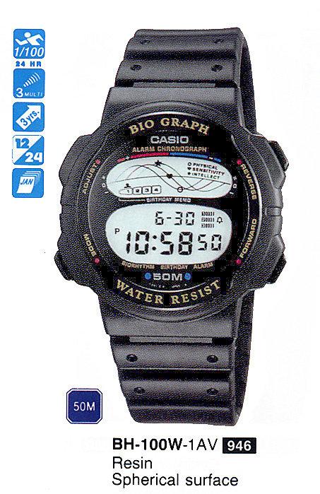 全新CASIO手錶(美運公司)BH-100W(日本製)【3組多功能鬧鈴生理週期圖顯示】