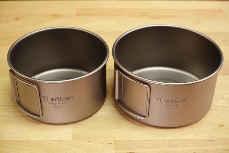 【山道具屋】鈦工匠 Ti artisan Ta8216 純鈦摺疊把手套碗組合(450/550/600ml)