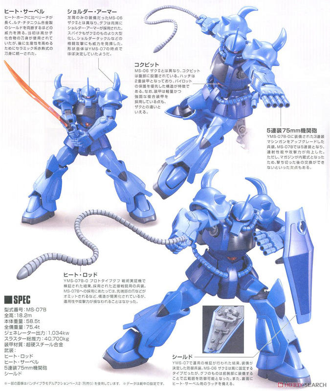 【鋼普拉】現貨 BANDAI 鋼彈UC HGUC 1/144 #196 MS-07B GOUF 古夫 REVIVE 大刀