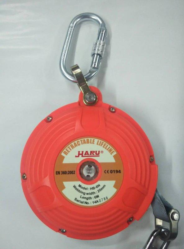 台塑特約 溜溜球 HARU 捲揚式 防墜器 HB-6N 6m 織帶 6米 捲揚式防墜器 國際CE認證  自動回縮救生索