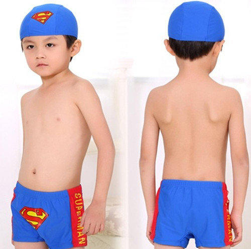 韓SUPERMAN紅/黃色超人四角泳褲+泳帽套裝$超值特價150元