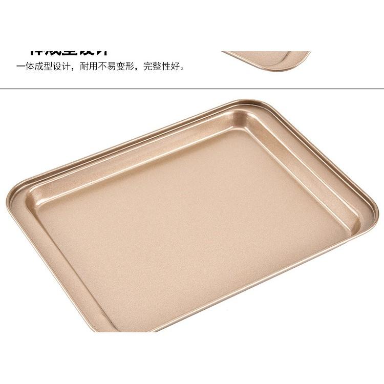 廠家直銷 10寸金色兩級長方形烤盤 碳鋼不粘DIY烤盤 烘焙工具