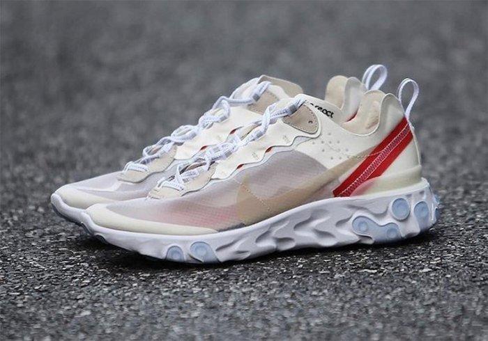 S.G 熱賣款NIKE REACT ELEMENT 87 白透明休閒鞋慢跑鞋男鞋AQ1090-100