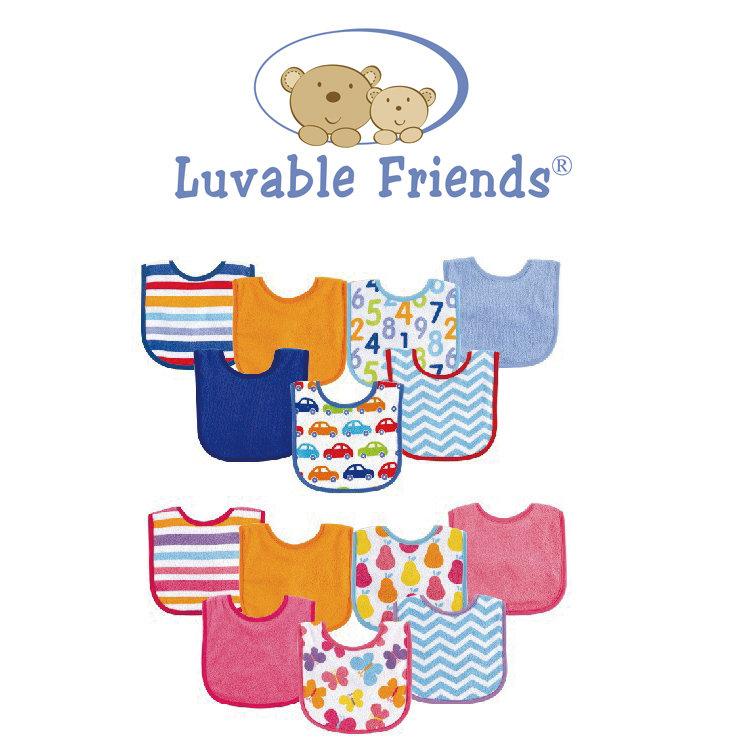 [Mamae] (7件套)美國 Luvable Friends 男女童動物防水毛巾布圍兜 蝴蝶 汽車寶寶口水巾 搭配衣服