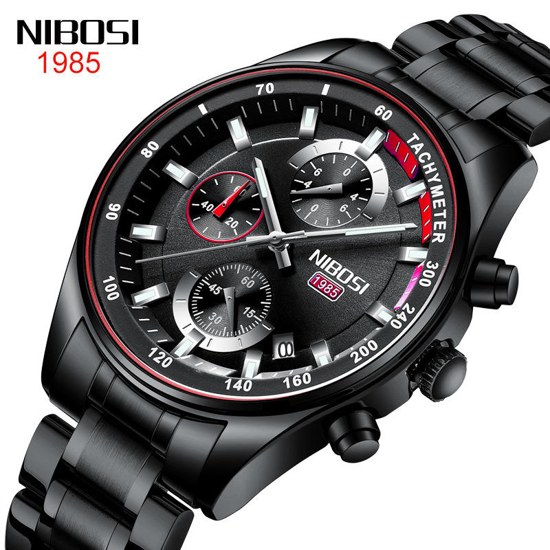 【潮裡潮氣】NIBOSI尼伯斯新款男士手錶六針多功能學生表休閒防水夜光手錶2375
