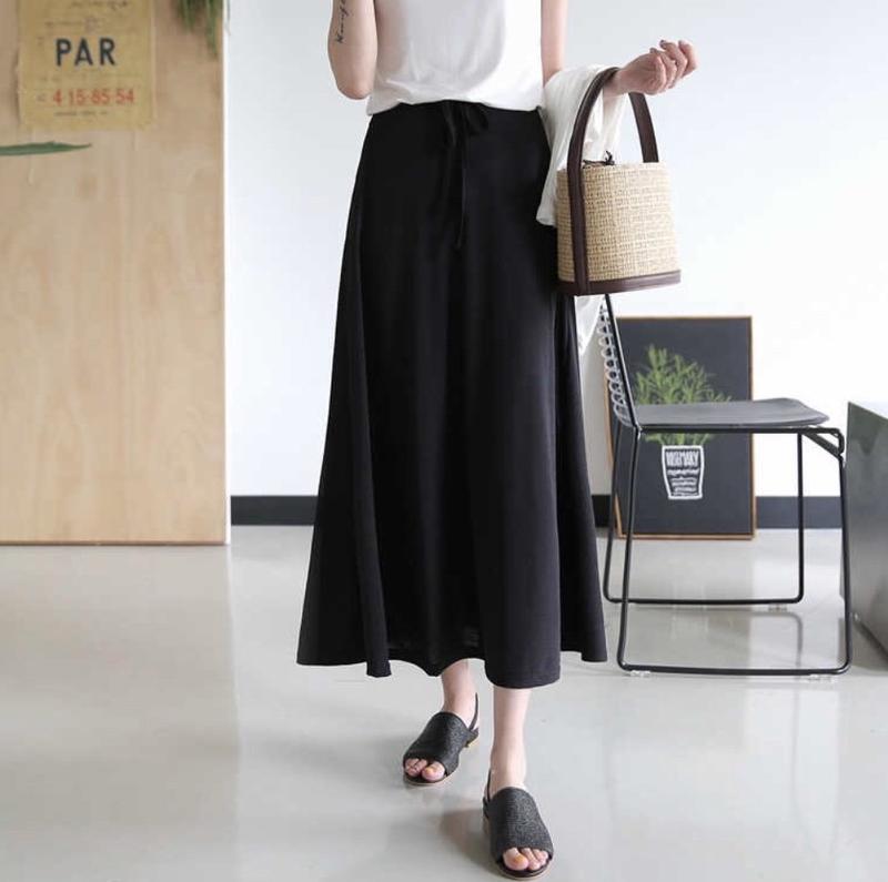 全新 正韓 黑色 基本款簡單素面長裙