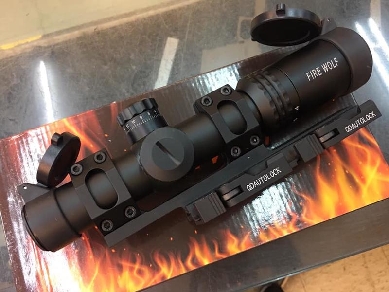【HUNTER生存部品專賣】FIRE WOLF 火狼 1-4X24高抗震倍率短瞄/瞄準器/狙擊鏡-附鏡座