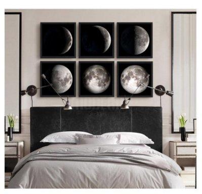 ART。DECO  月球 現代簡約裝飾畫臥室床頭畫美式室內掛畫沙發背景牆牆畫壁畫