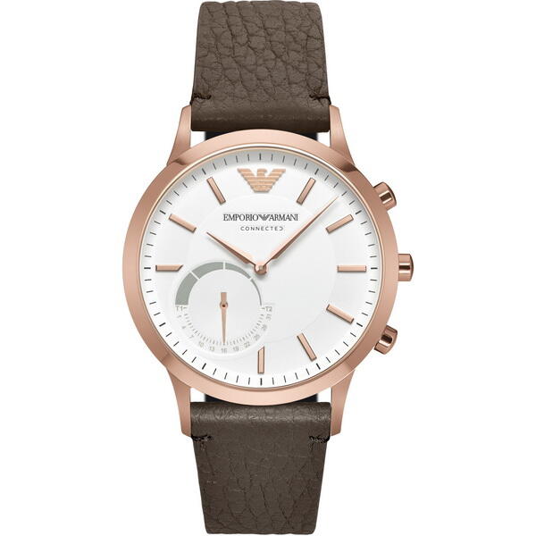 【台南 時代鐘錶 Emporio Armani】亞曼尼 智慧型手錶  ART3002 白/咖啡 43mm