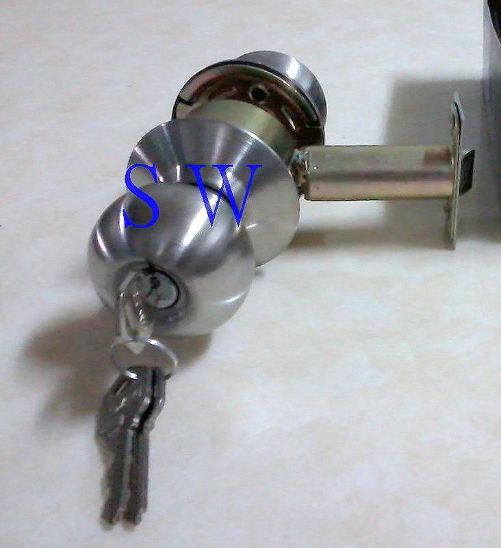 《LockWare》廣安牌 C9600型 (三支鎖匙) 51 mm 喇叭鎖 客廳鎖 辦公室鎖 臥室鎖門用 不銹鋼磨砂銀色