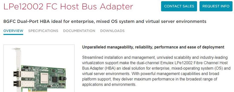 一整組Emulex LPe12002 host bus adapter 含模塊雙口8GB光纖通道網卡