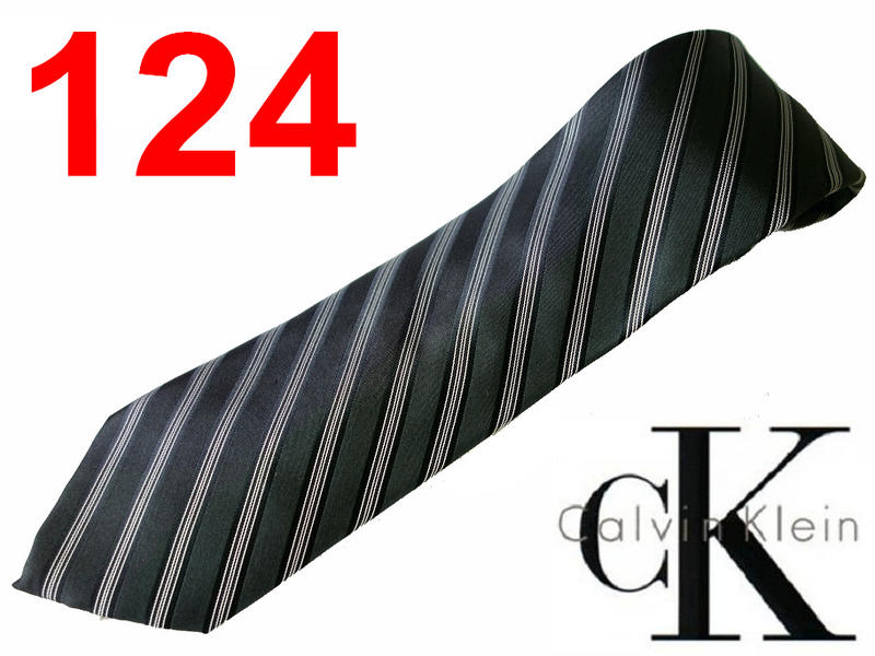 CK Calvin Klein 領帶 標準版 凱文克萊 黑色銀色細斜紋 情人節 124【以靡正品】