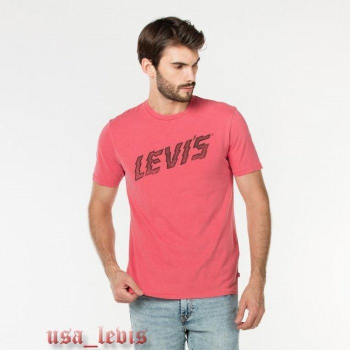 【美國Levi s專賣】Levi s Script Tee Baroque Rose 男款 短袖T恤 粉紅色 L號 現貨