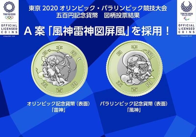 現貨--2020/11/4發行: 東京奧運紀念幣 --風神.雷神紀念幣2枚-附保護圓盒