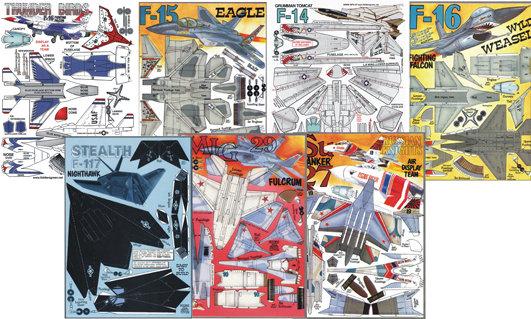 《紙模家》簡易1卡紙模戰機#2(7款F-14 -15-16+雷鳥-117 MIG-29 SU-27 紙模型套件*免運費