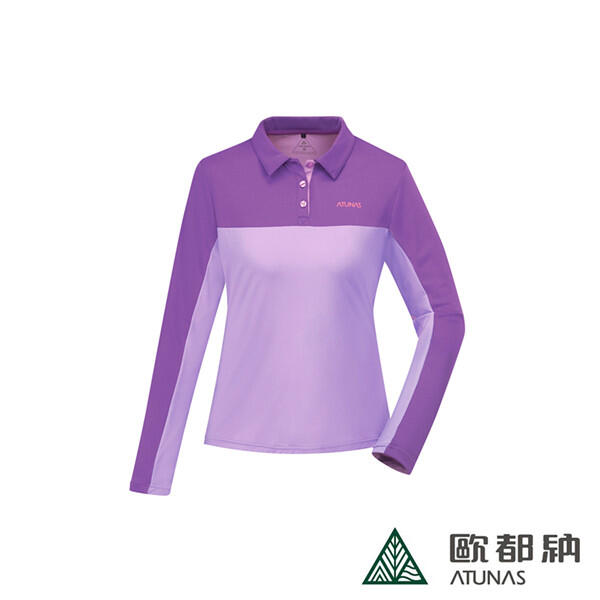  (登山屋)ATUNAS歐都納 長袖排汗POLO衫(抗UV/吸濕排汗)A1PSBB02W薰衣草紫