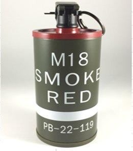 <FOOL>缺貨 仿真 尺寸 塑膠  金屬  M18  煙霧彈 紅色    模型  裝飾品   可拆開