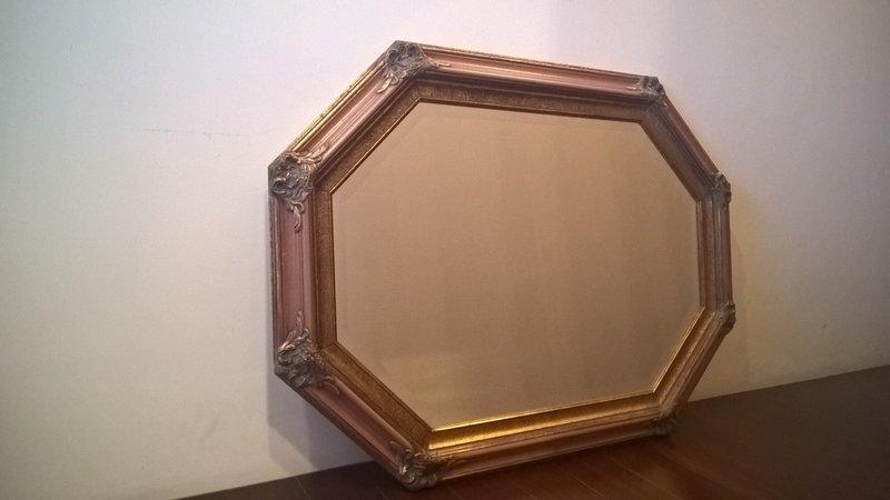 歐式木頭八角鏡子