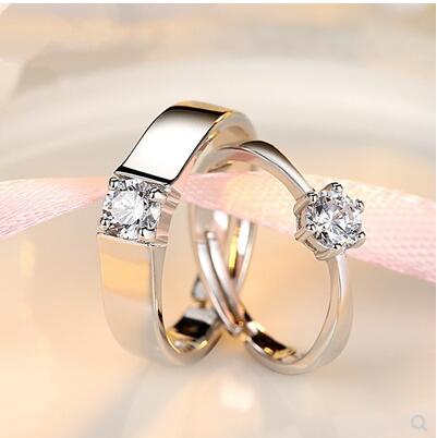 情侶戒指對戒韓版創意活口結婚戒子刻字飾品男女一對仿真鑽石戒指