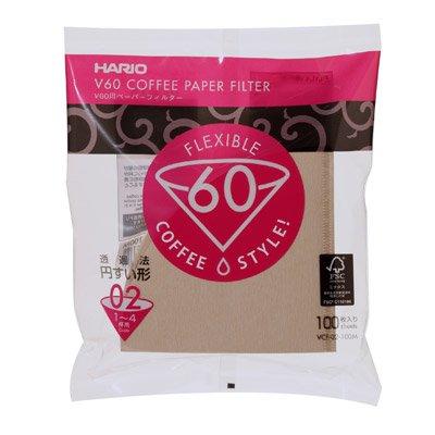 HARIO V60 咖啡濾紙(未漂白) 1~4杯用 100枚入 ( VCF-02-100M) 日本原裝進口