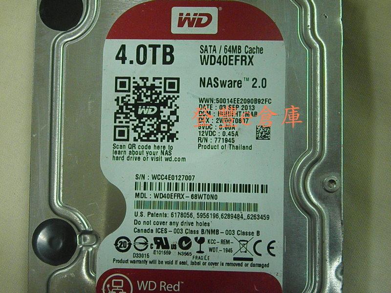 登豐e倉庫】 YF281 紅標WD40EFRX-68WT0N0 4TB SATA3 NAS專用碟K3200