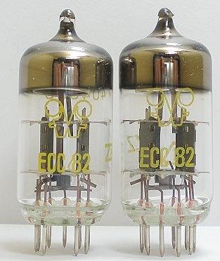 真空管RFT ECC82=12AU7 =CV491, 60或70年代東德製,黃印,雙柱結構!歐洲