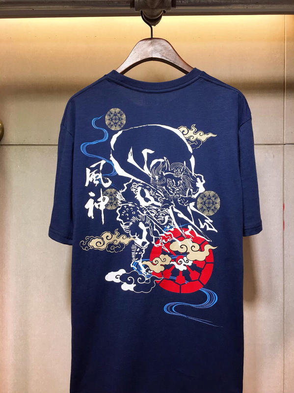 日式 竹節棉  傳統圖樣 風神印花T恤