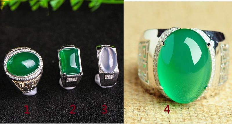 冰種老坑滿綠 925銀飾戒指天然綠玉髓玉髓情侶戒指男霸氣款 這不是翡翠 是天然玉石 又冰又透有光澤 是翡翠的平價替代品