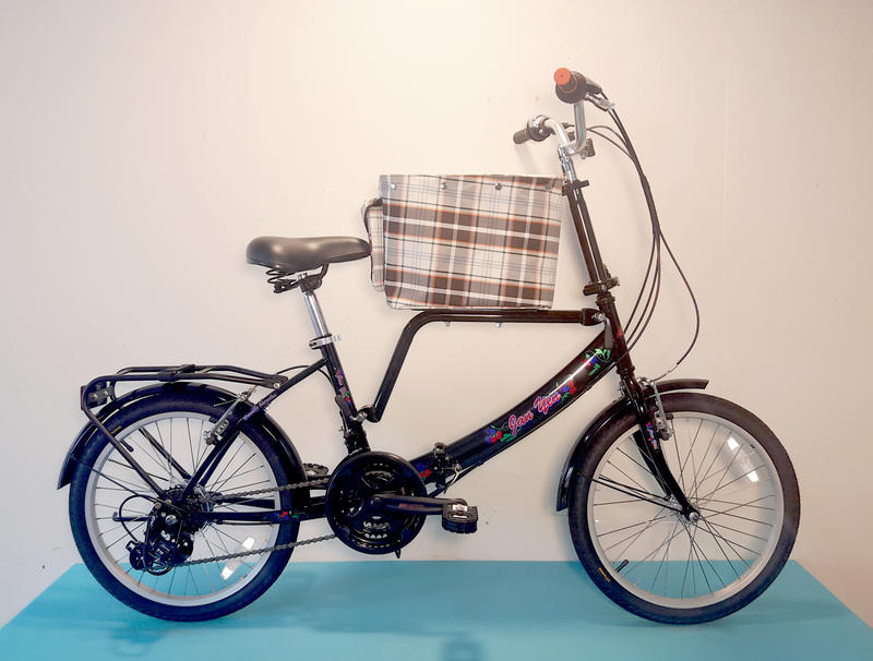 JY (豪華版) 台製 20吋 21速 SHIMANO 摺疊 (中籃) 寵物車 寵物腳踏車 寵物自行車 (黑色) 寵物籃