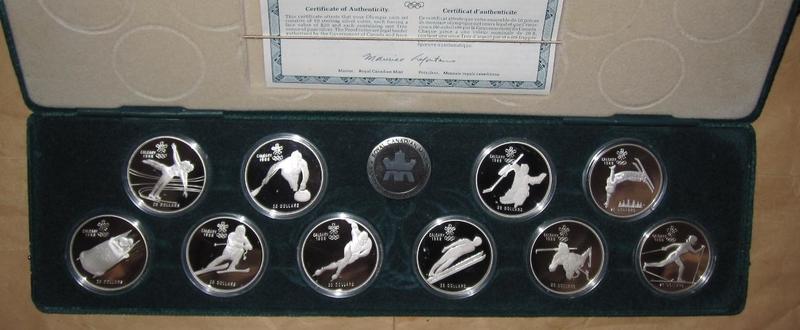 加拿大OLYMPIC 奧林匹克 1988 Proof鏡面精鑄銀套幣一套十枚含 COA & BOX & (外盒)