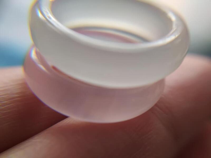 冰種 清澈 透明玉瓍+粉玉瓍戒指 共2件 17.7mm