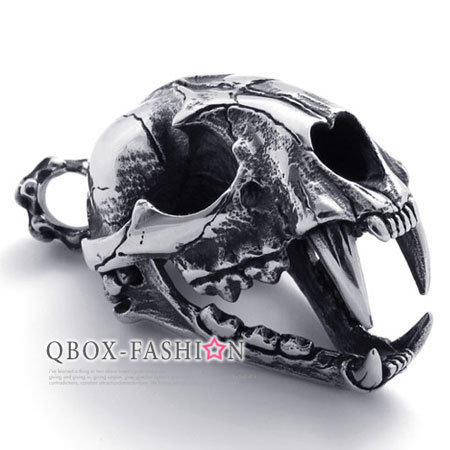 《 QBOX 》FASHION 飾品【W10020525】精緻恐龍骷髏頭316L鈦鋼墬子項鍊 (推薦)