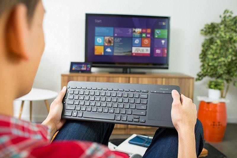 中文繁體注音版Microsoft微軟多媒體無線鍵盤+多點觸控軌跡板滑鼠All-in-One Media巧克力靜音防水鍵盤