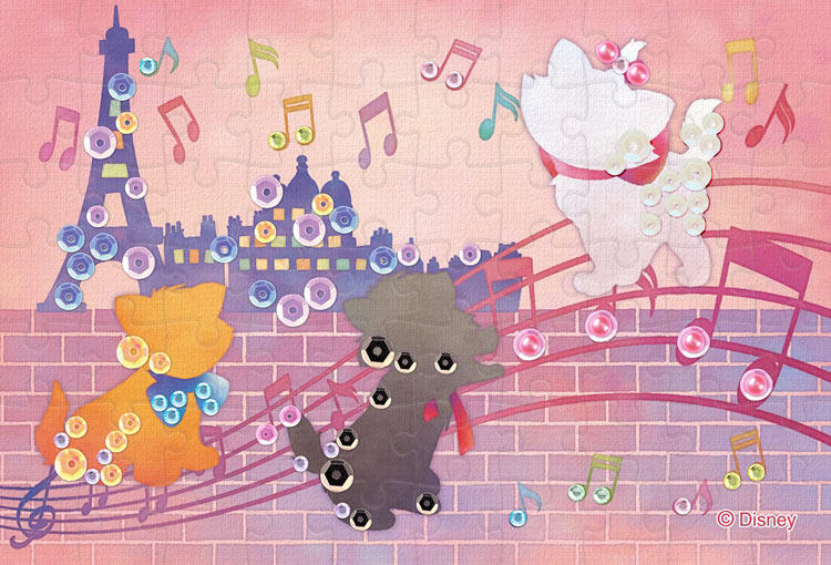 日本進口拼圖 迪士尼 瑪莉貓 Disney Marie Cat 70片布面拼圖附珠飾，70-021